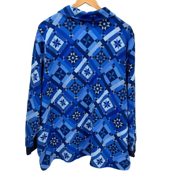 Lands End Sweatshirt Womens 3X Blue Quilt Pattern Pullover Serious Sweats - Picture 3 of 8